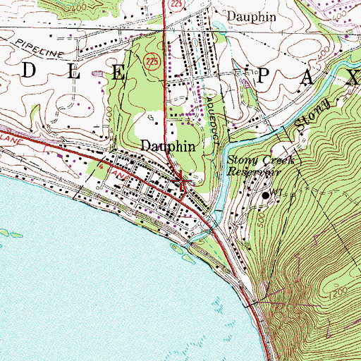 Topographic Map of Dauphin, PA