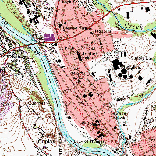Topographic Map of Northampton, PA