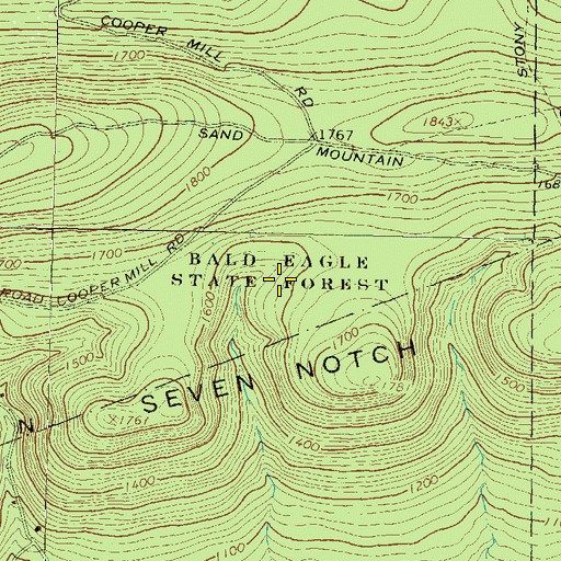Topographic Map of Sand Bridge State Park, PA