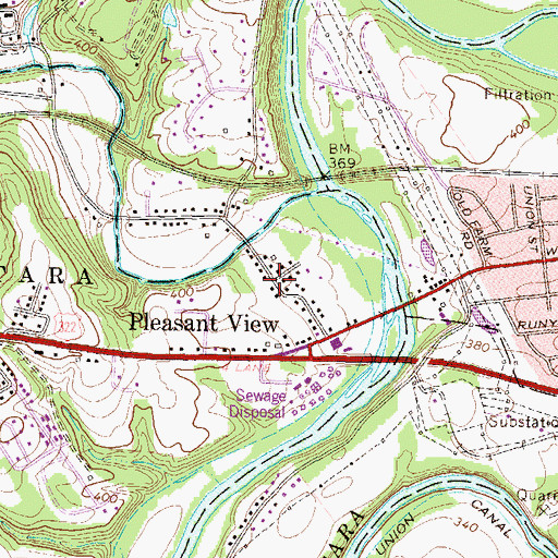 Topographic Map of Pleasant View, PA