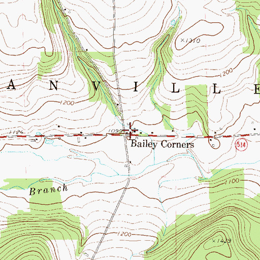Topographic Map of Bailey Corners, PA