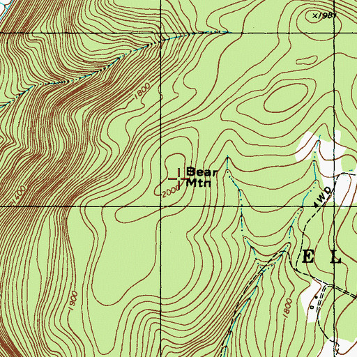 Topographic Map of Bear Mountain, PA