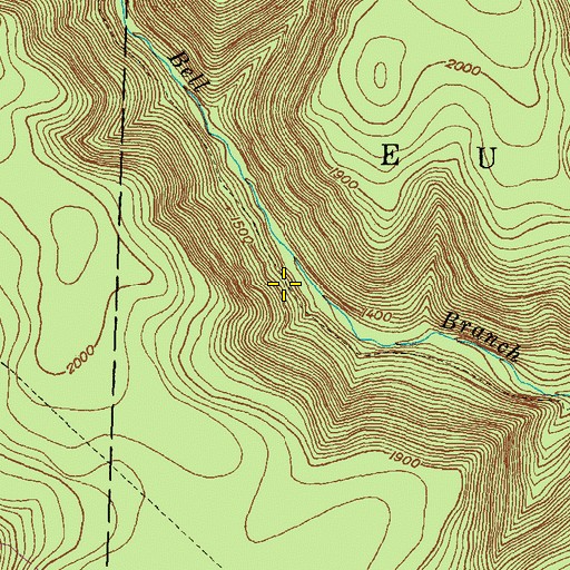 Topographic Map of Bell Branch Trail, PA