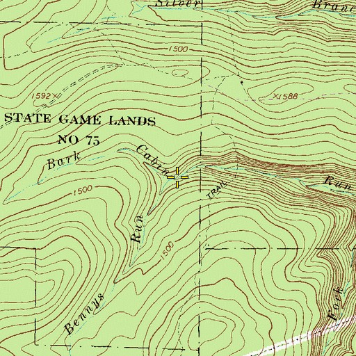 Topographic Map of Bennys Run, PA