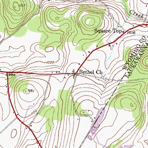 Topographic Map of Bethel Church, PA