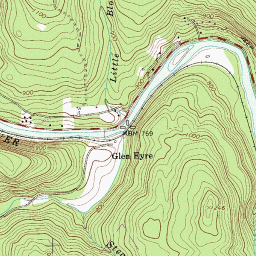 Topographic Map of Blooming Grove Creek, PA