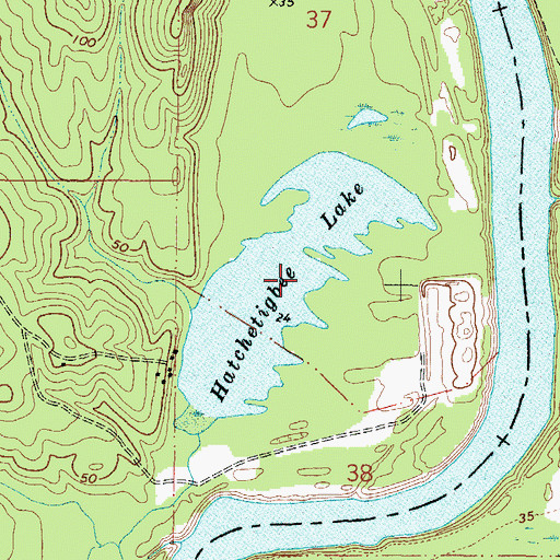 Topographic Map of Hatchetigbee Lake, AL