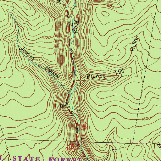 Topographic Map of Browns Mill Hollow, PA