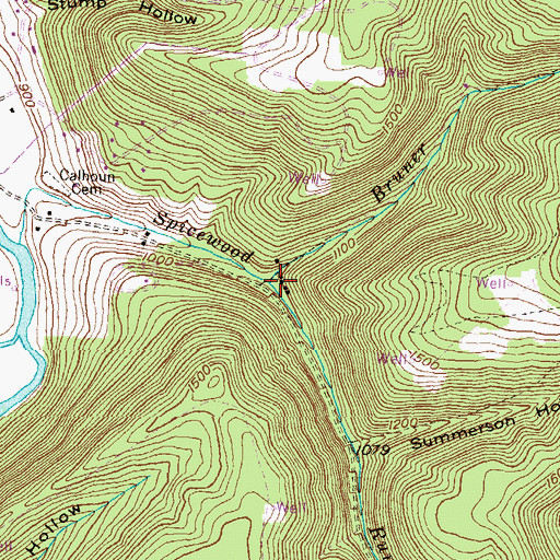 Topographic Map of Bruner Branch, PA