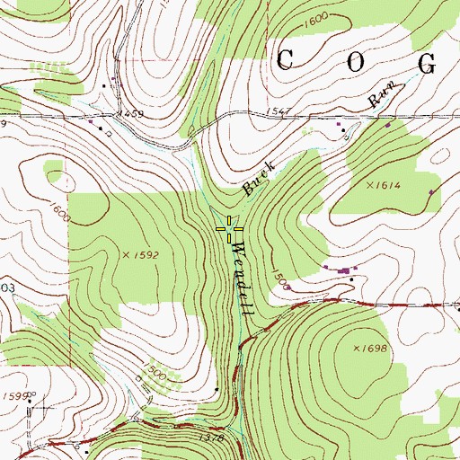 Topographic Map of Buck Run, PA