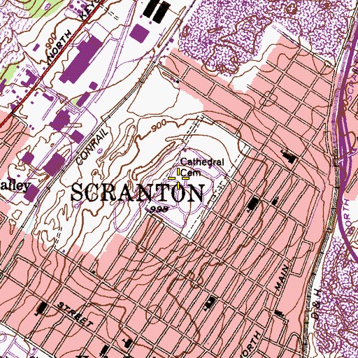 Topographic Map of Cathedral Cemetery, PA