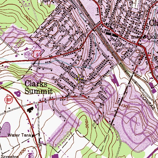 Topographic Map of Clarks Summit, PA