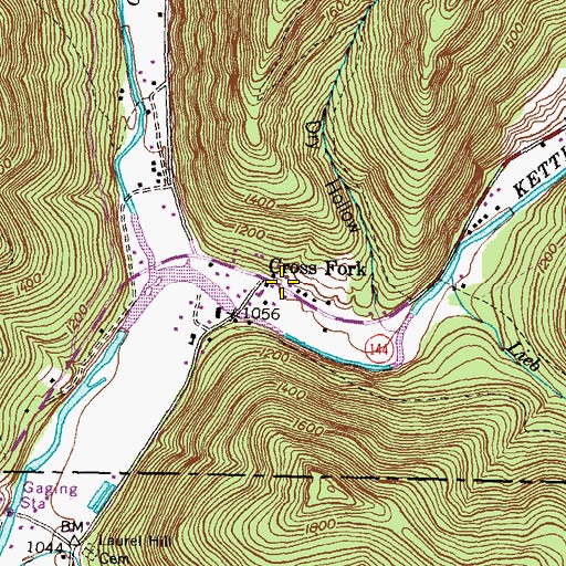 Topographic Map of Cross Fork, PA