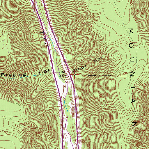 Topographic Map of Elbow Hollow, PA