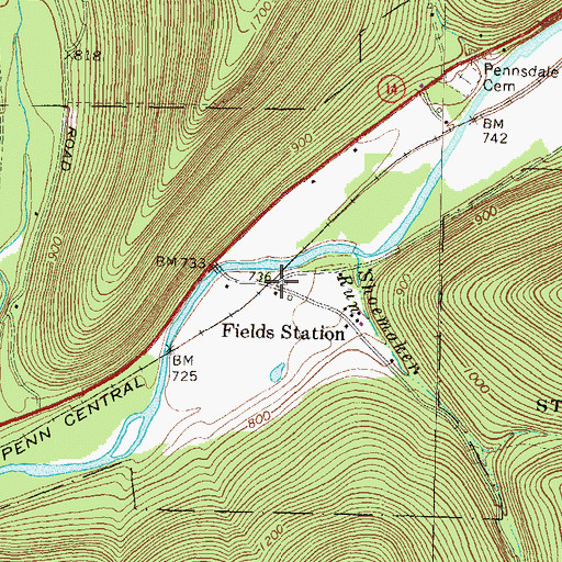 Topographic Map of Fields Station, PA