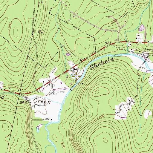 Topographic Map of Grassy Brook, PA