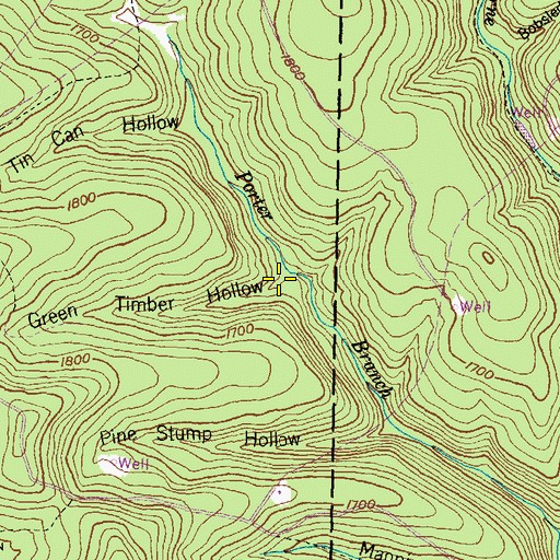 Topographic Map of Green Timber Hollow, PA