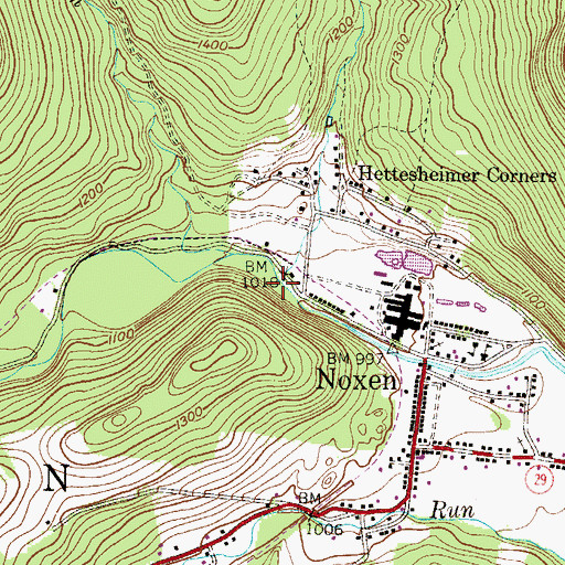 Topographic Map of Hettesheimer Run, PA