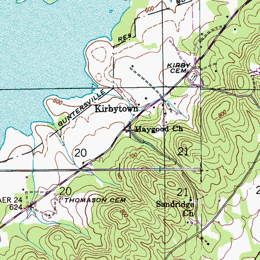 Topographic Map of Haygood Church, AL