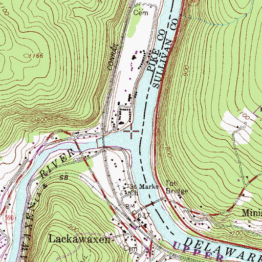 Topographic Map of Lackawaxen River, PA