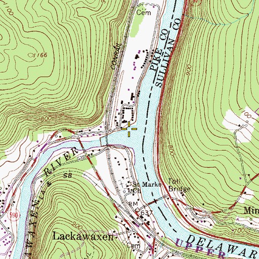 Topographic Map of Lackawaxen River, PA