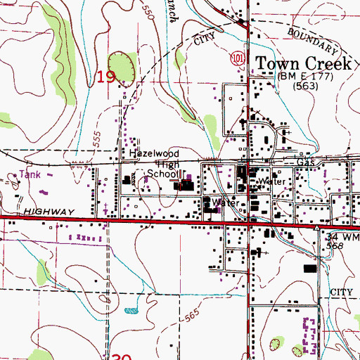 Topographic Map of Hazelwood High School, AL