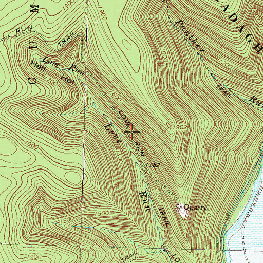 Topographic Map of Love Run Trail, PA