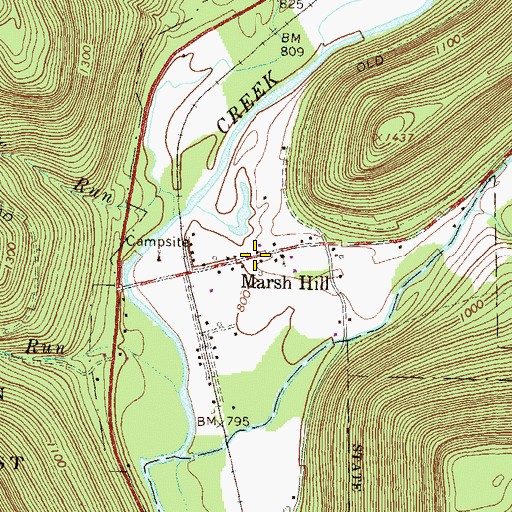 Topographic Map of Marsh Hill, PA