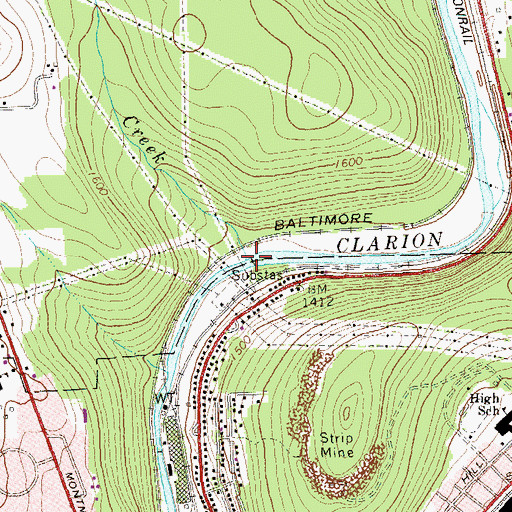Topographic Map of Mason Creek, PA