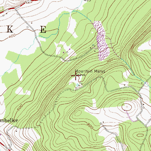 Topographic Map of Mountain Marys Grave, PA
