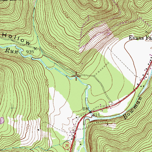 Topographic Map of Newton Run, PA