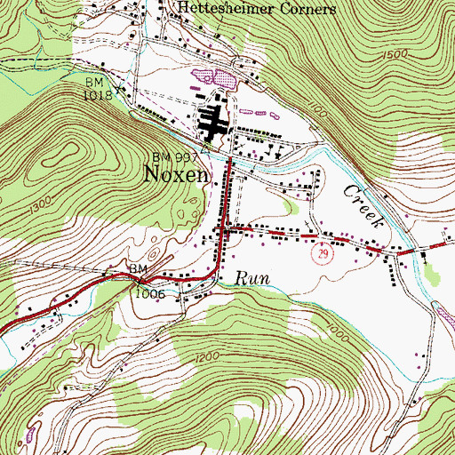 Topographic Map of Noxen, PA
