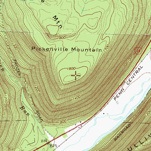 Topographic Map of Pickenville Mountain, PA