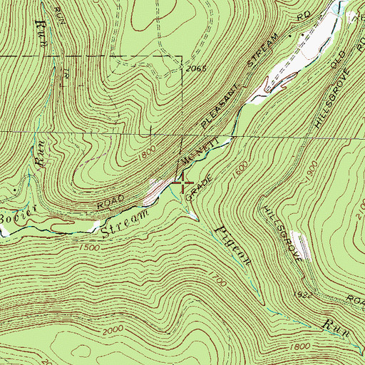 Topographic Map of Pigeon Run, PA