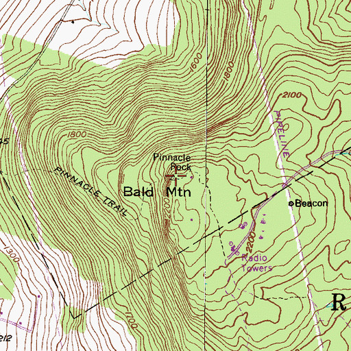 Topographic Map of Pinnacle Rock, PA