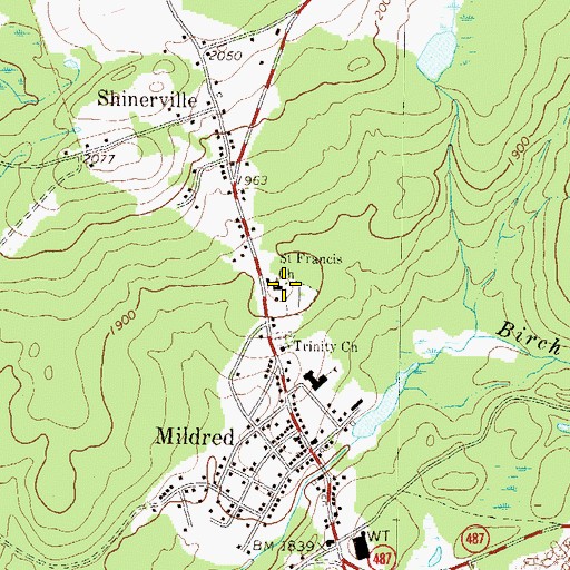 Topographic Map of Saint Francis Church, PA