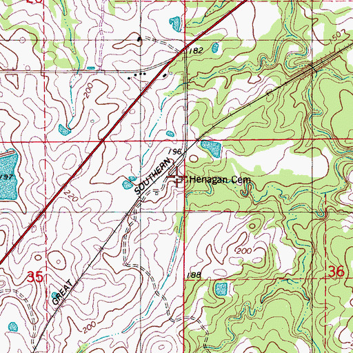 Topographic Map of Henagan Cemetery, AL