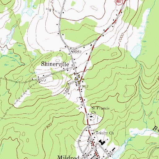 Topographic Map of Shinerville, PA