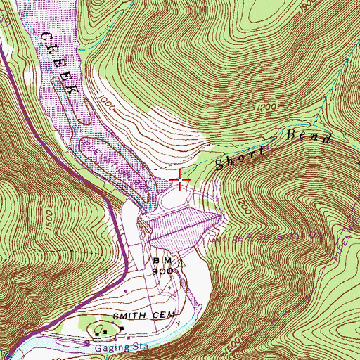 Topographic Map of Short Bend Run, PA
