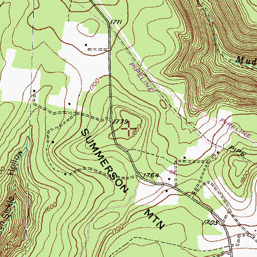 Topographic Map of Summerson Mountain, PA