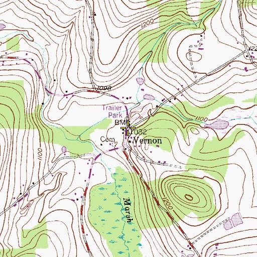 Topographic Map of Vernon, PA