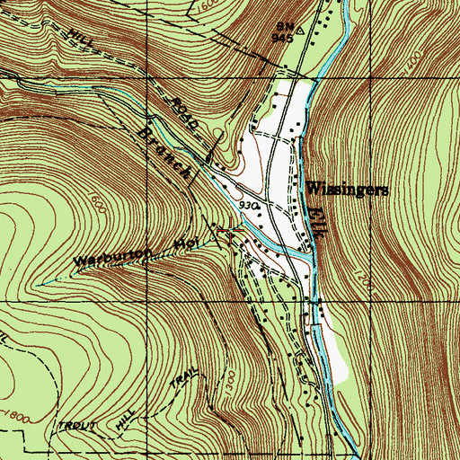 Topographic Map of Warburton Hollow, PA