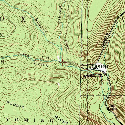 Topographic Map of West Branch Mill Creek, PA