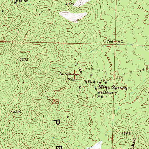 Topographic Map of Sunshine Mine, AZ