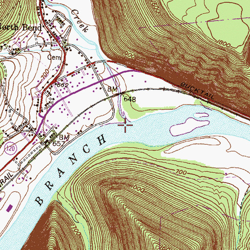 Topographic Map of Young Womans Creek, PA