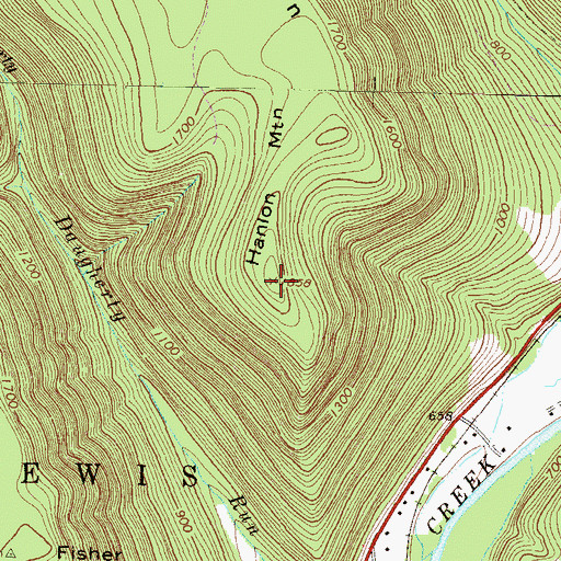 Topographic Map of Hanlon Mountain, PA