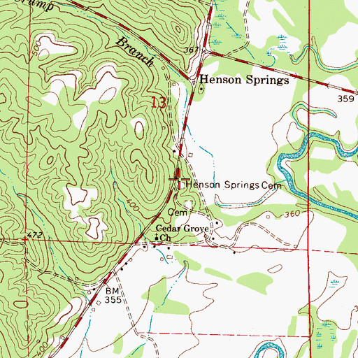 Topographic Map of Henson Springs Cemetery, AL
