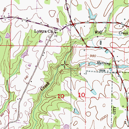 Topographic Map of Herring Branch, AL