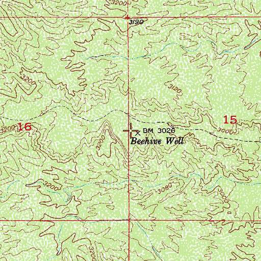 Topographic Map of Beehive Well, AZ