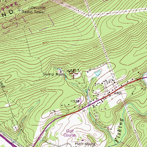 Topographic Map of Camp Reily, PA